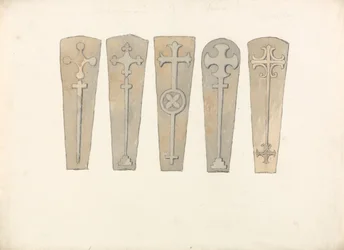 Fünf Sargdeckel aus Norfolk-Kirchen